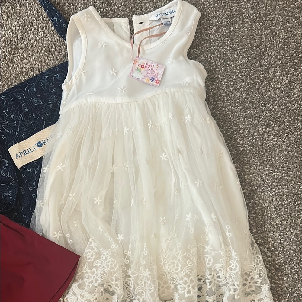 April Cornell ,Elegant Kids Dress Set - White and Red - Picture 5 of 6